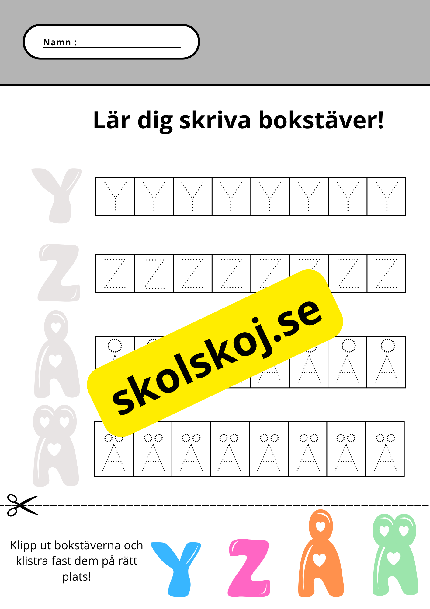 Lär dig skriva bokstäver - Hela alfabetet