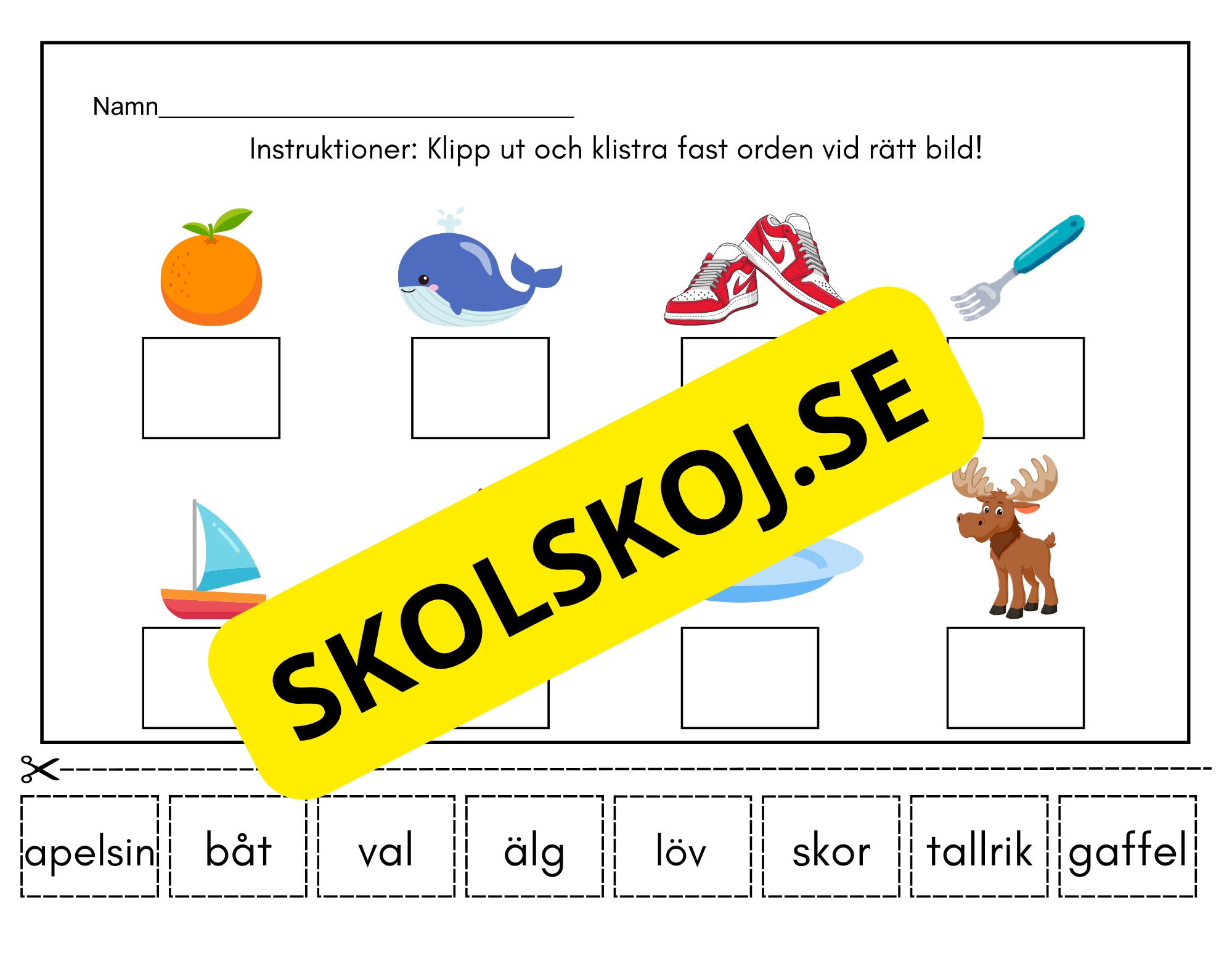 Klipp ut och klistra fast orden