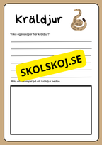 Klassificering av djur - Fakta och uppgifter - Åk 3 - 6