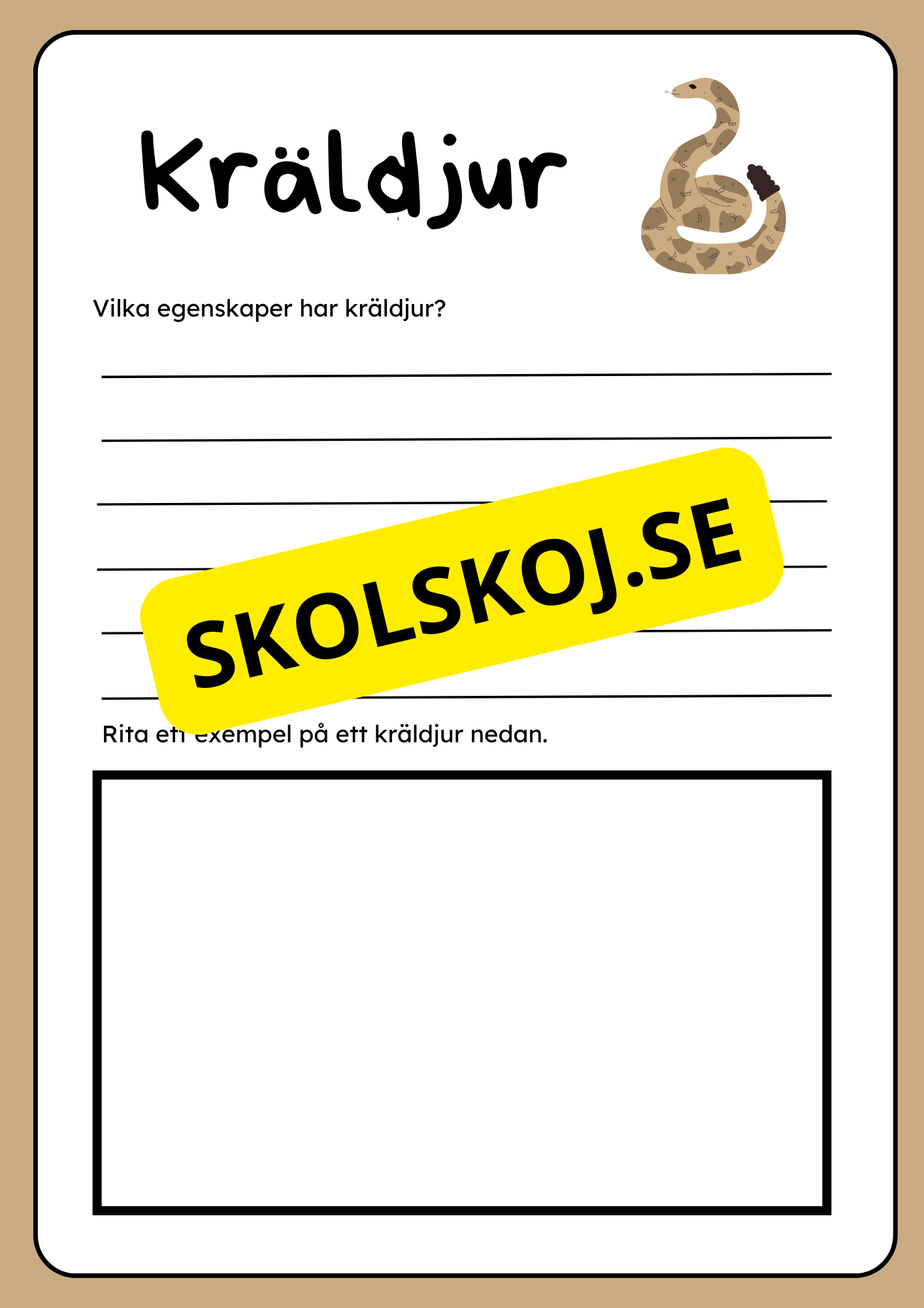 Klassificering av djur - Fakta och uppgifter - Åk 3 - 6