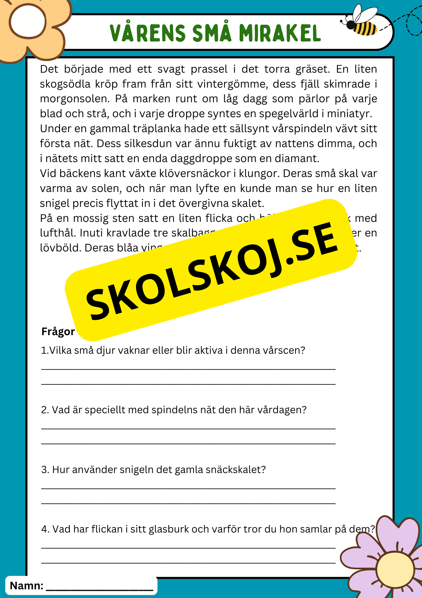 Vårens 10 hemliga världar – Läsförståelse och naturupptäckter - Åk 3 - 6