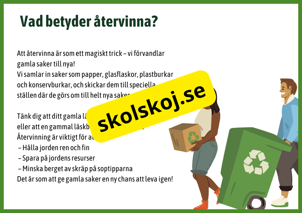 Minska Återanvänd Återvinn - Fakta + frågor
