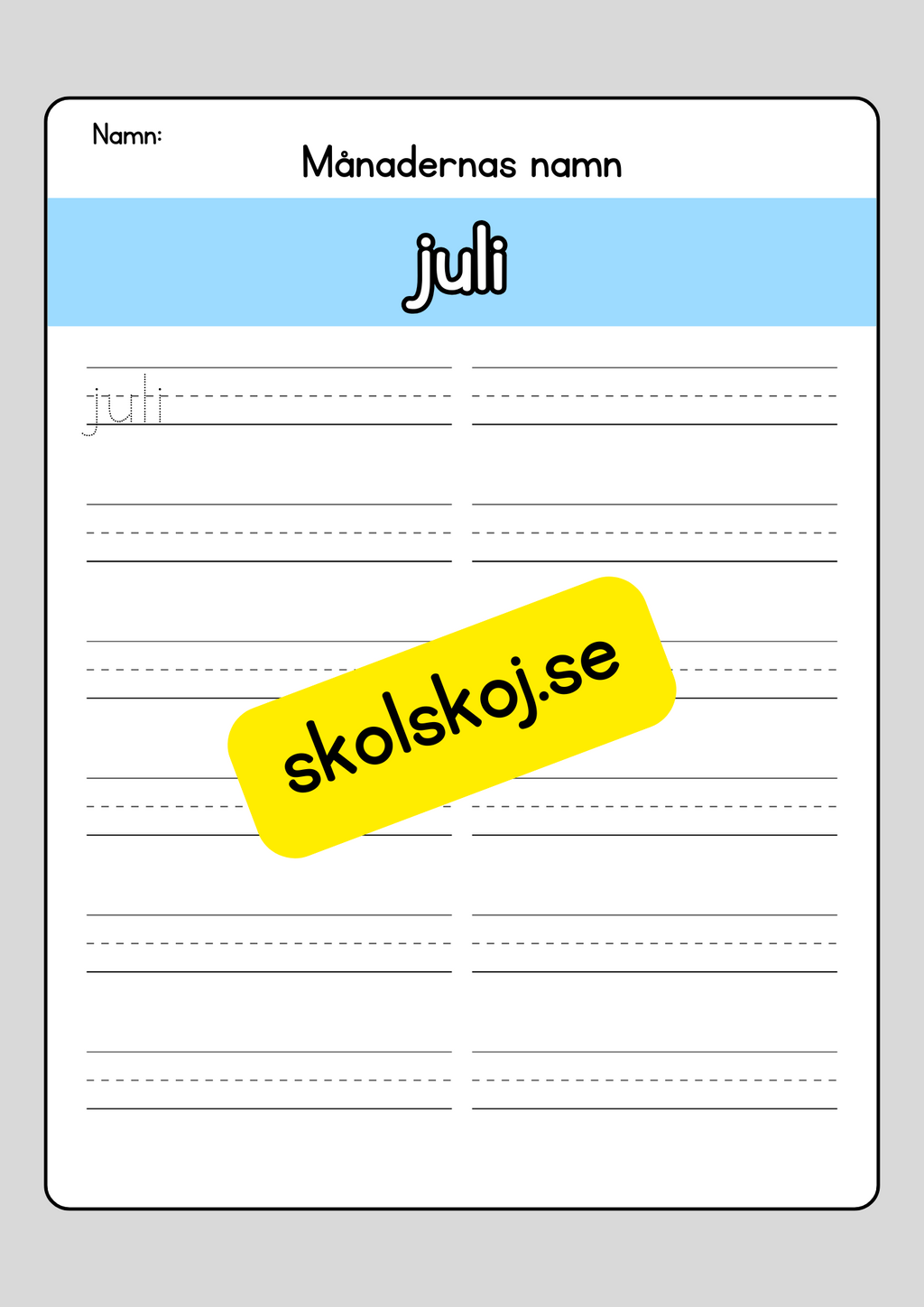 Lär dig skriva månadernas namn