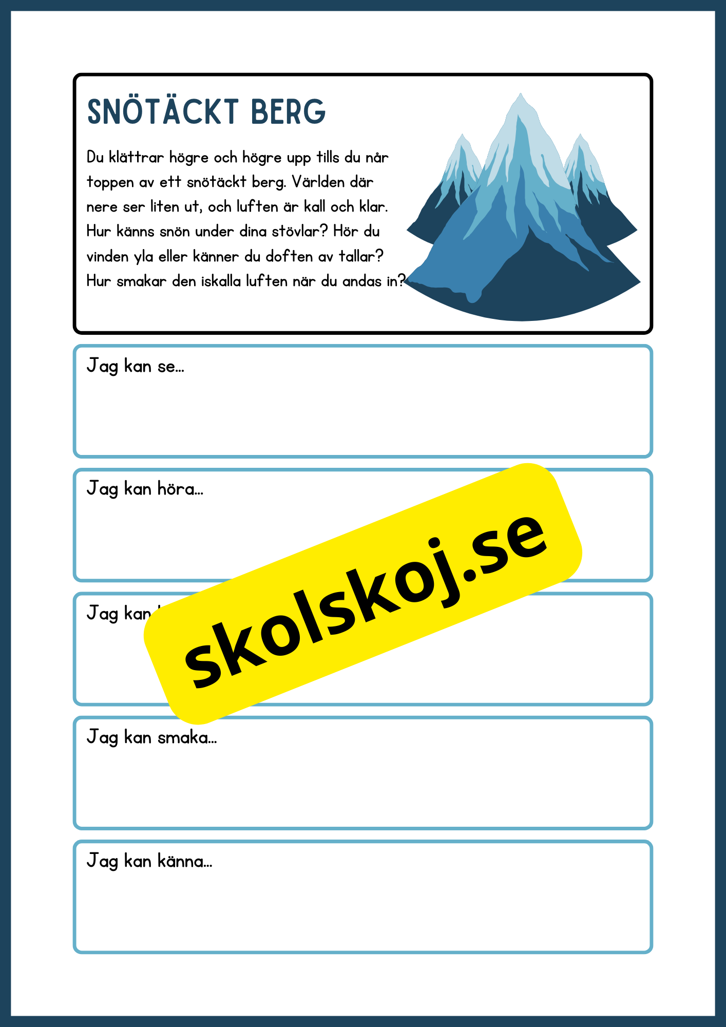 Skrivuppgifter - Använd dina sinnen för att utforska naturen
