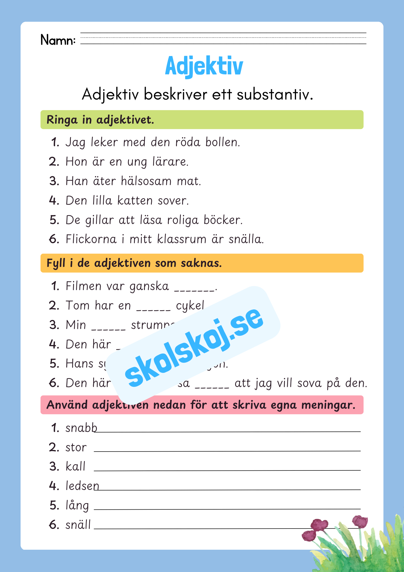 Häfte - Träna på adjektiv