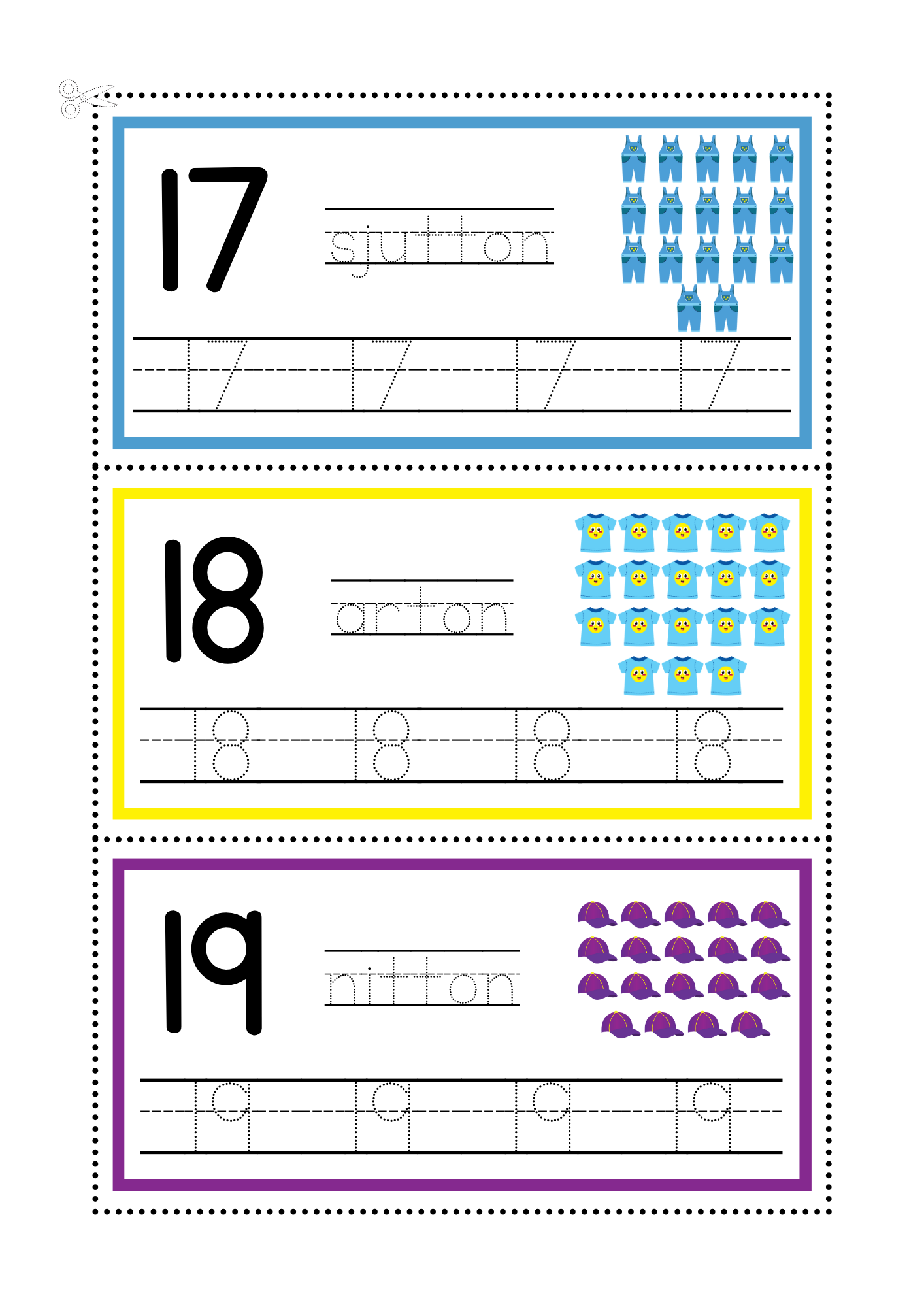 Spåra siffror Mattekort 1 - 20