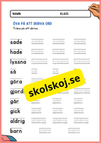 Öva på att skriva ord - Häfte