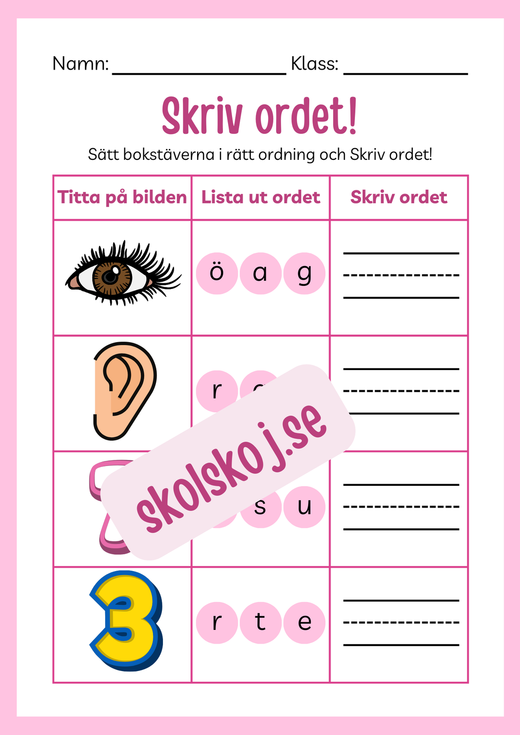Häfte - Skriv ordet