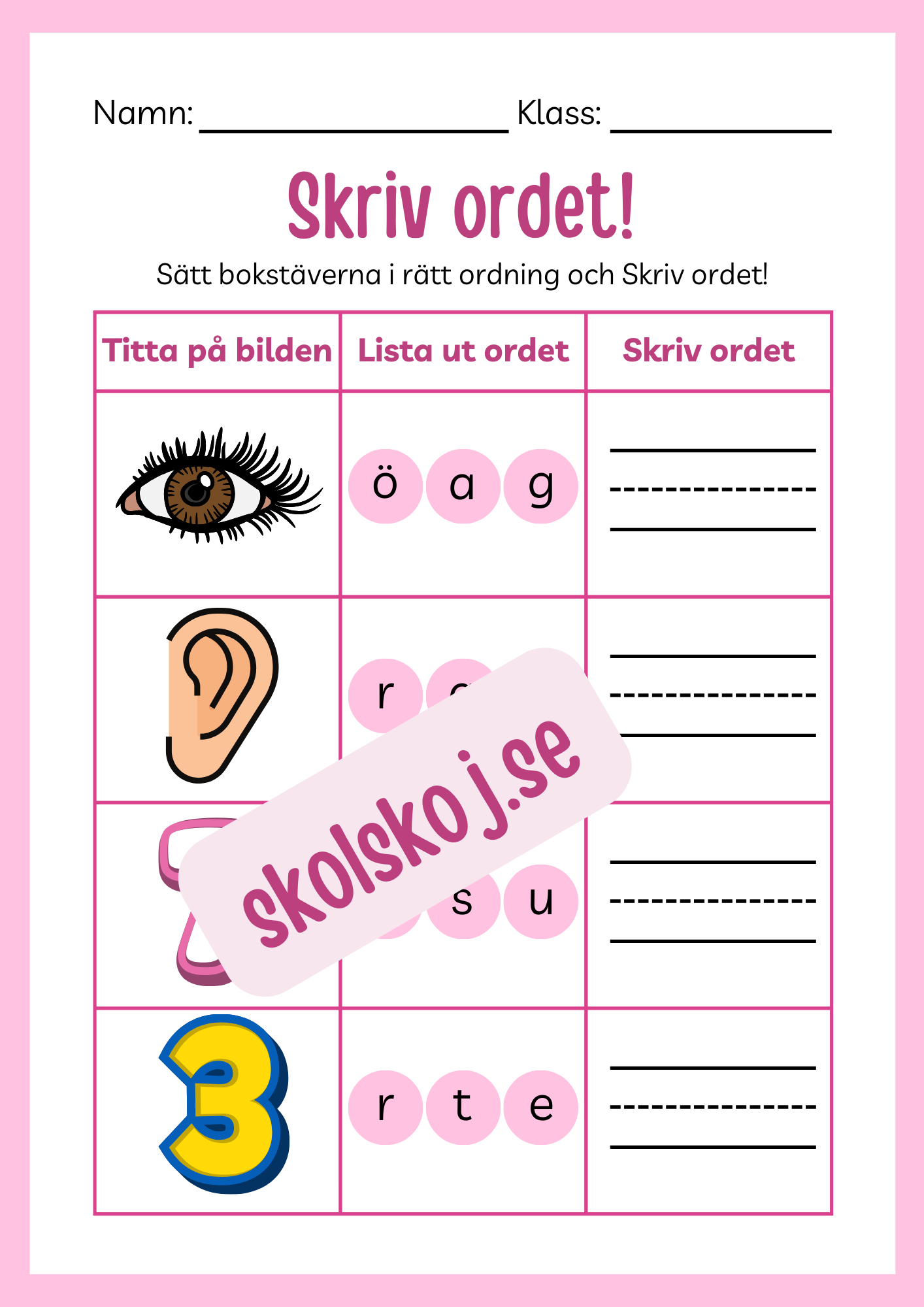 Häfte - Skriv ordet