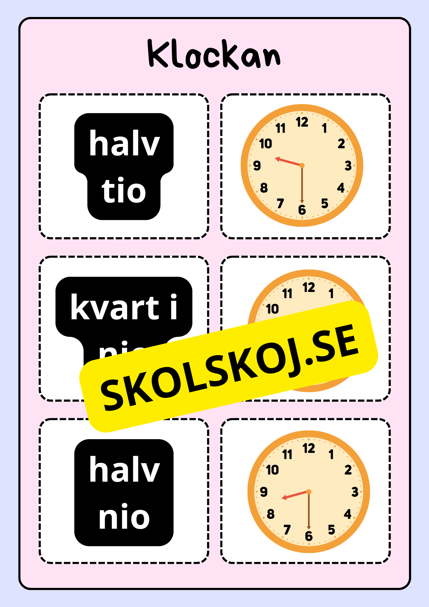 Klockan - Vi lär oss klockan (75 kort)