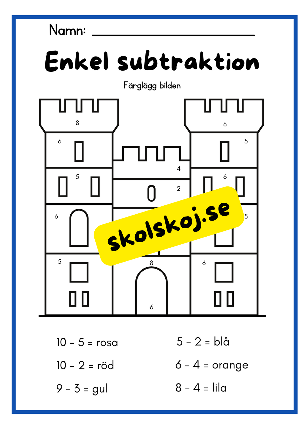 Enkel subtraktion - Förskoleklass - Årskurs 1