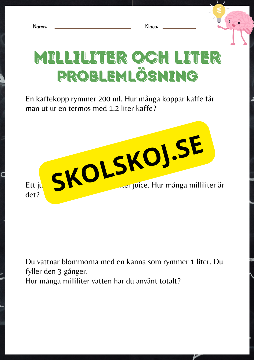 Milliliter och liter - Häfte