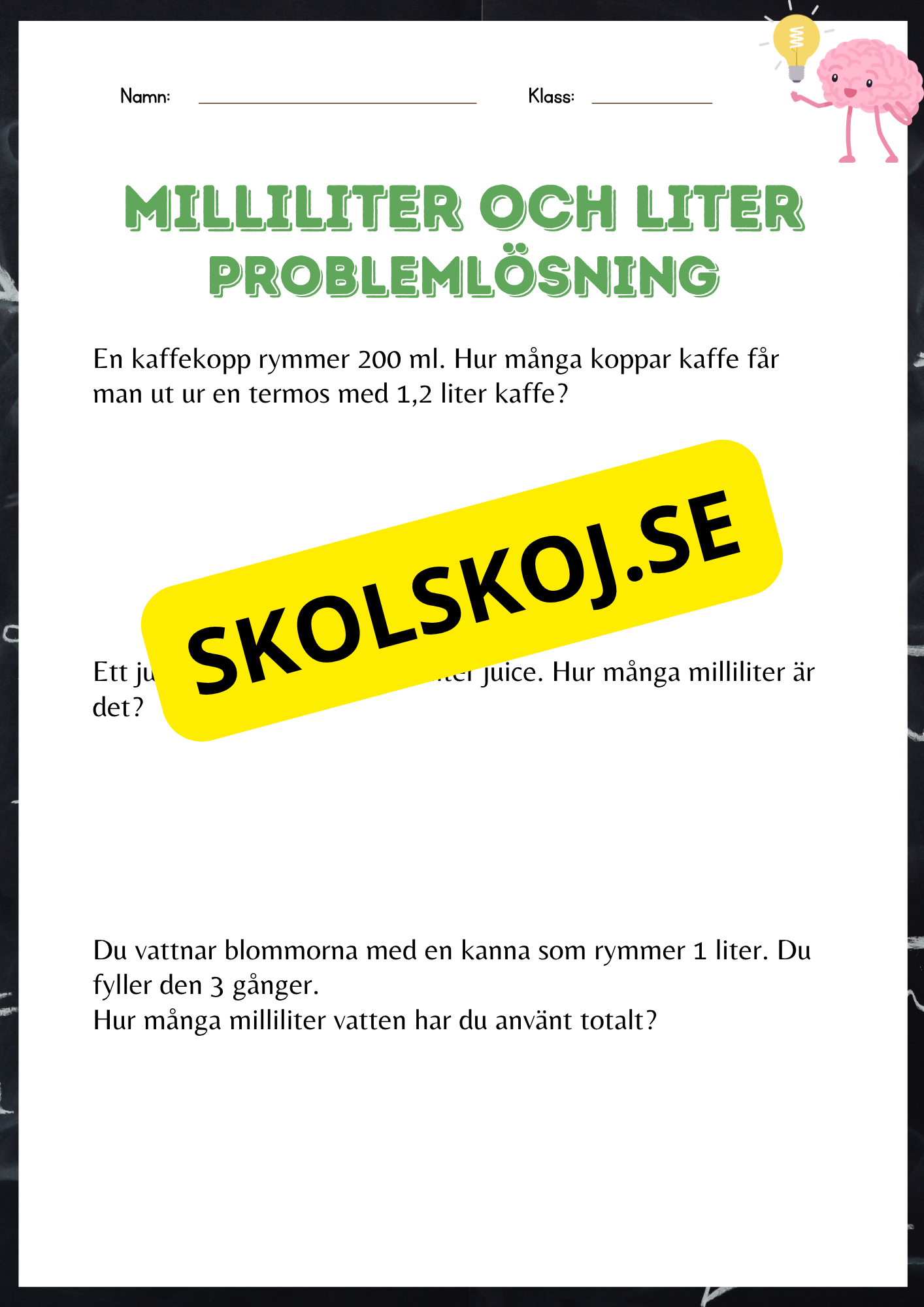 Milliliter och liter - Häfte