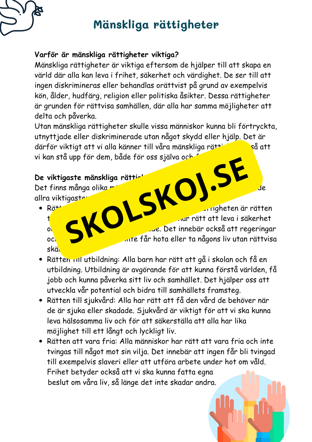 Att vara sig själv: Dina rättigheter och ansvar - Årskurs 4 - 6