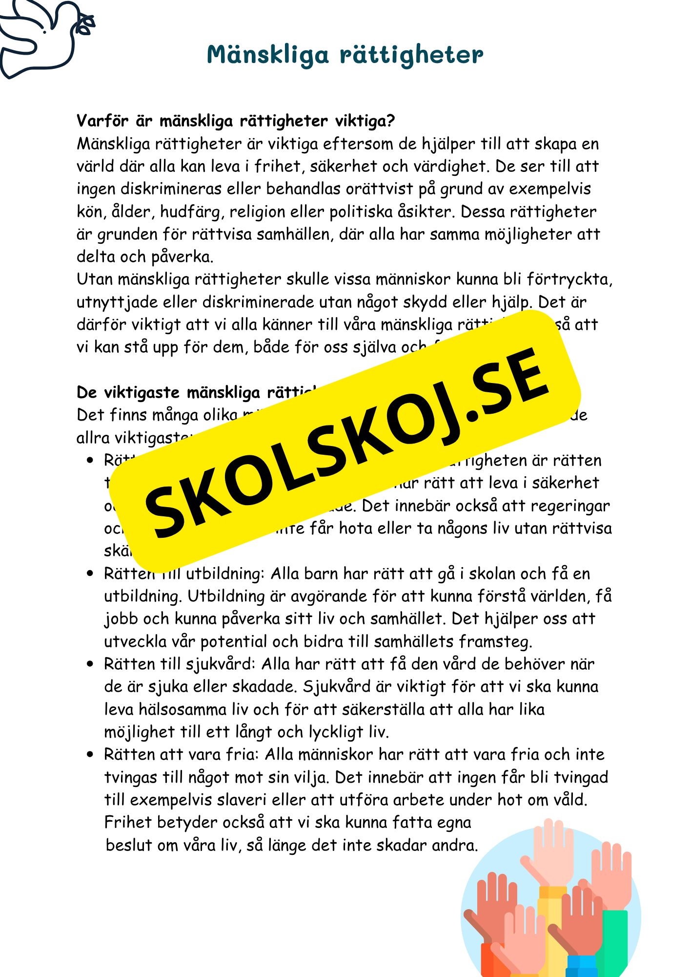 Att vara sig själv: Dina rättigheter och ansvar - Årskurs 4 - 6