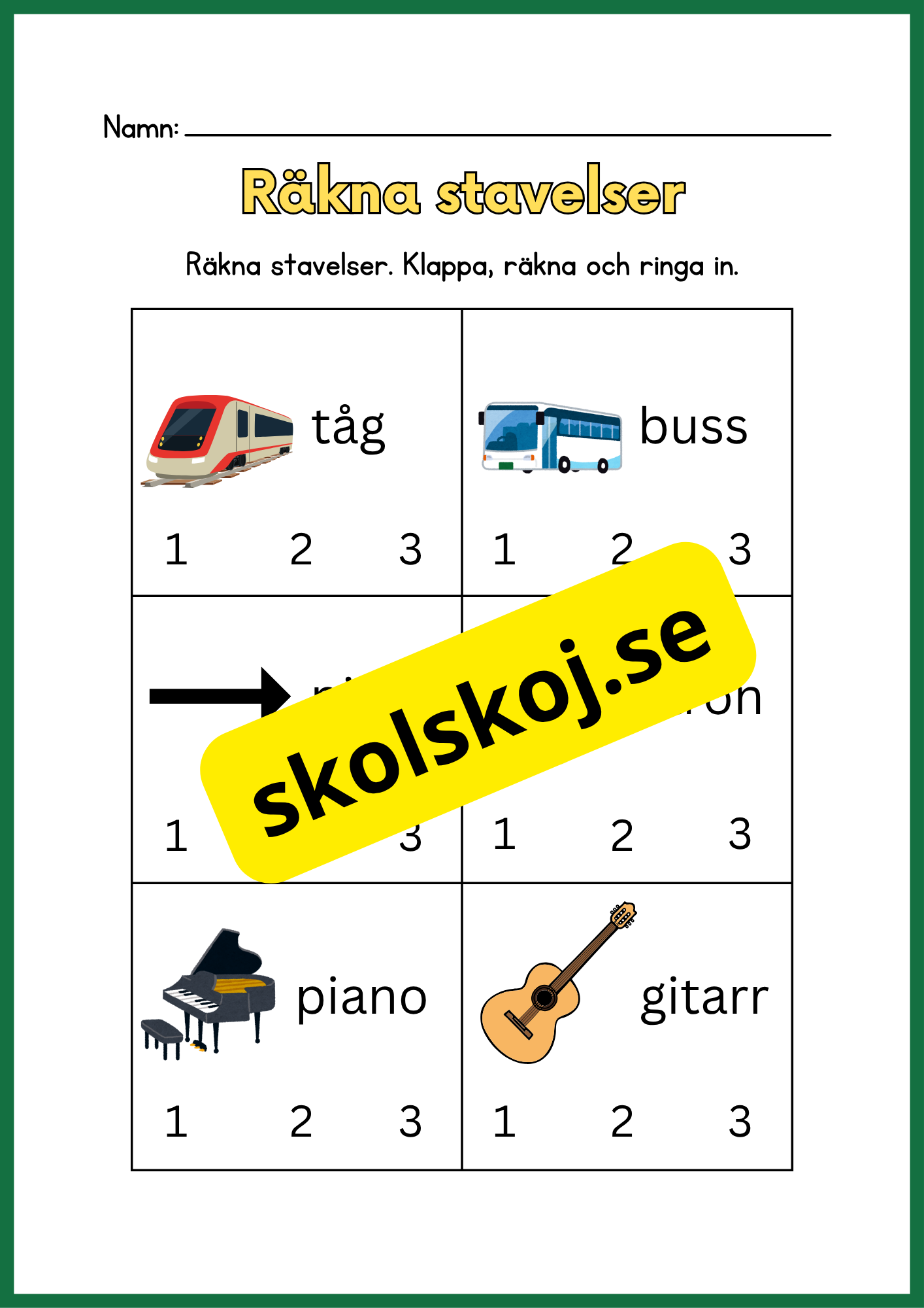 Räkna stavelser - Häfte