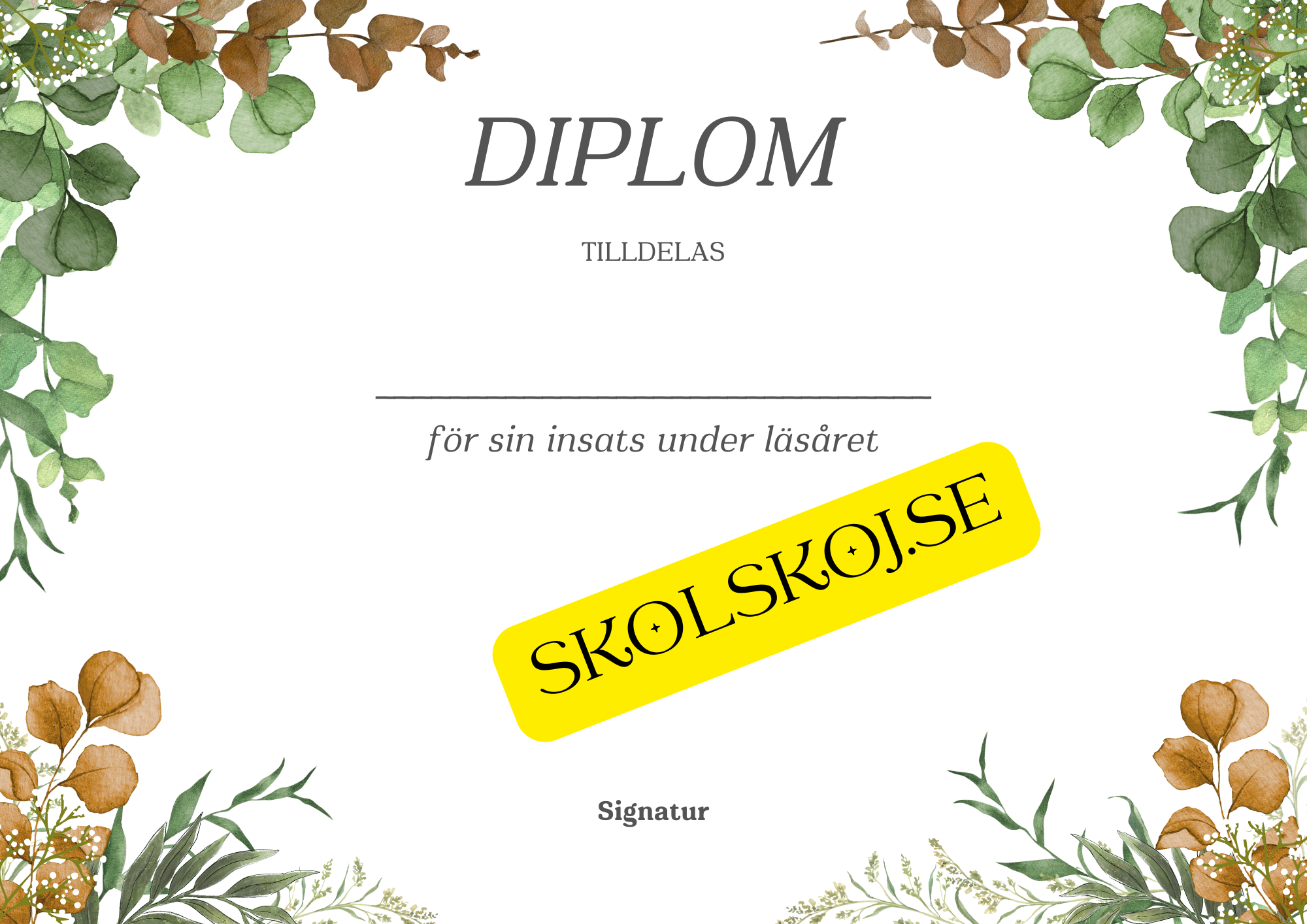 Sju olika diplom - Skolavslutning (A5 format)