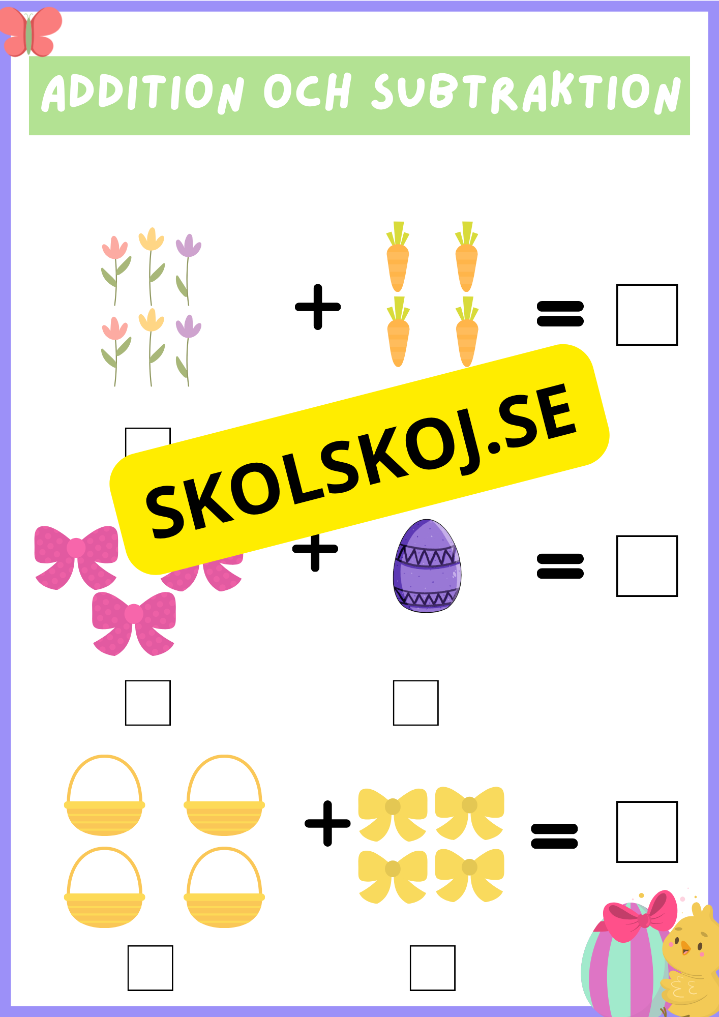 Addition och subtraktion - Tema påsk