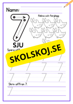 Skriv och färglägg siffror - Häfte - 1 - 10