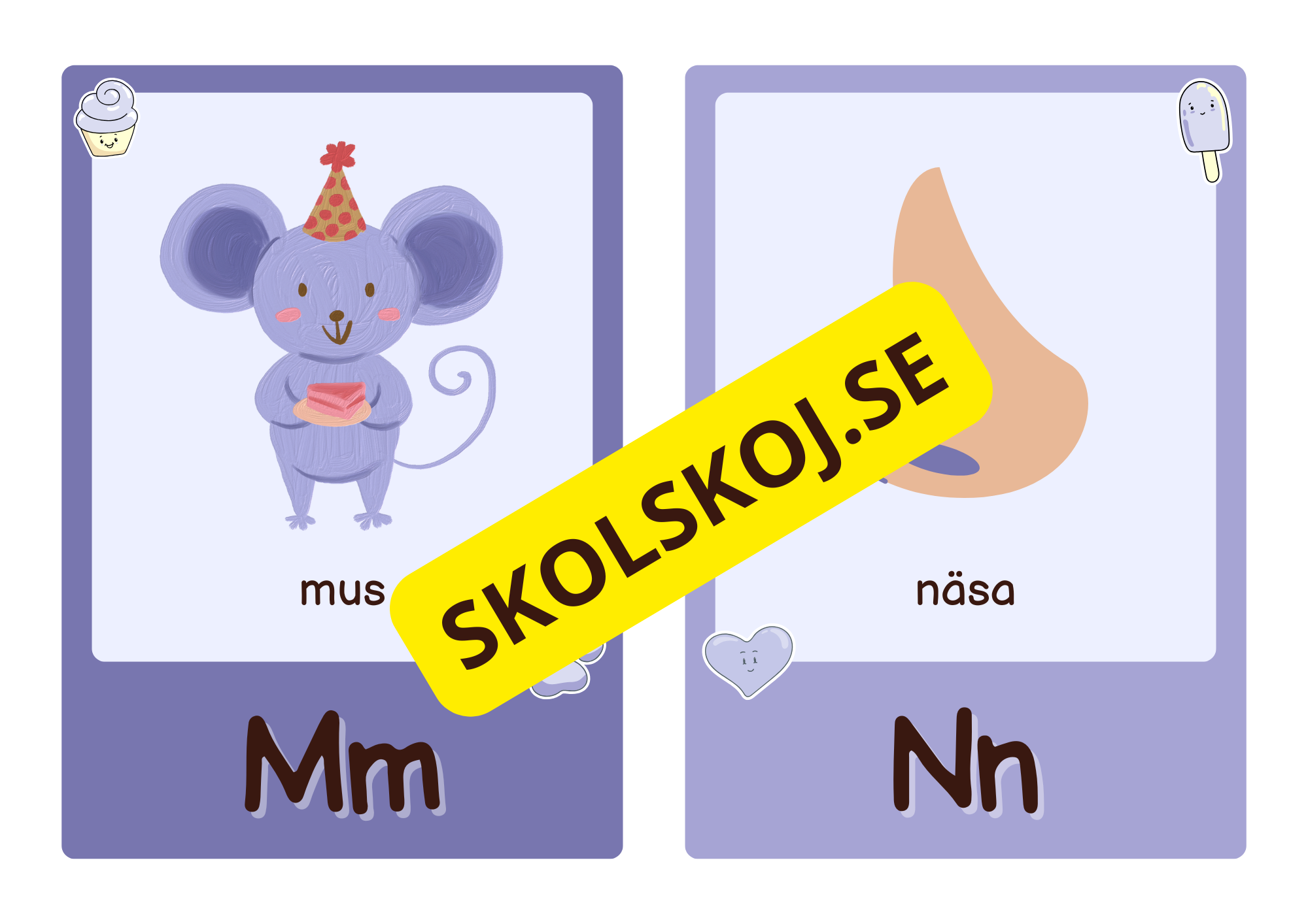 Roliga och söta bokstavskort i glada färger