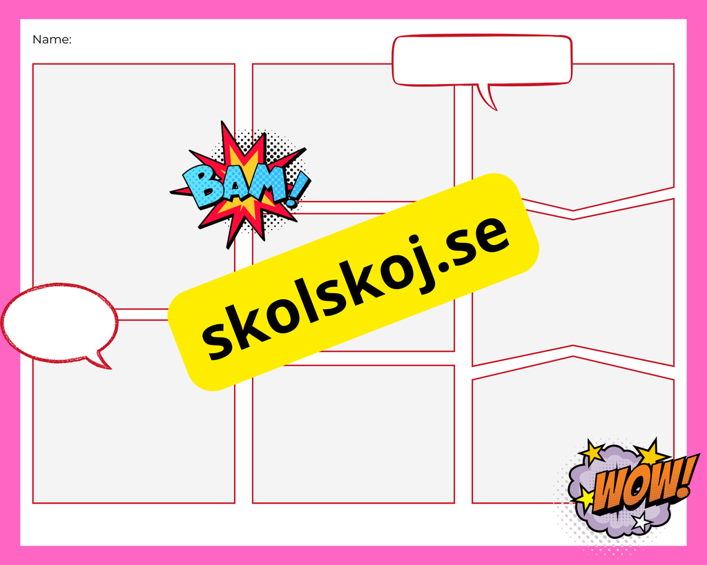 Färgglada och illustrativa serierutor med i superhjältarnas värld.