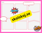 Färgglada och illustrativa serierutor med i superhjältarnas värld.