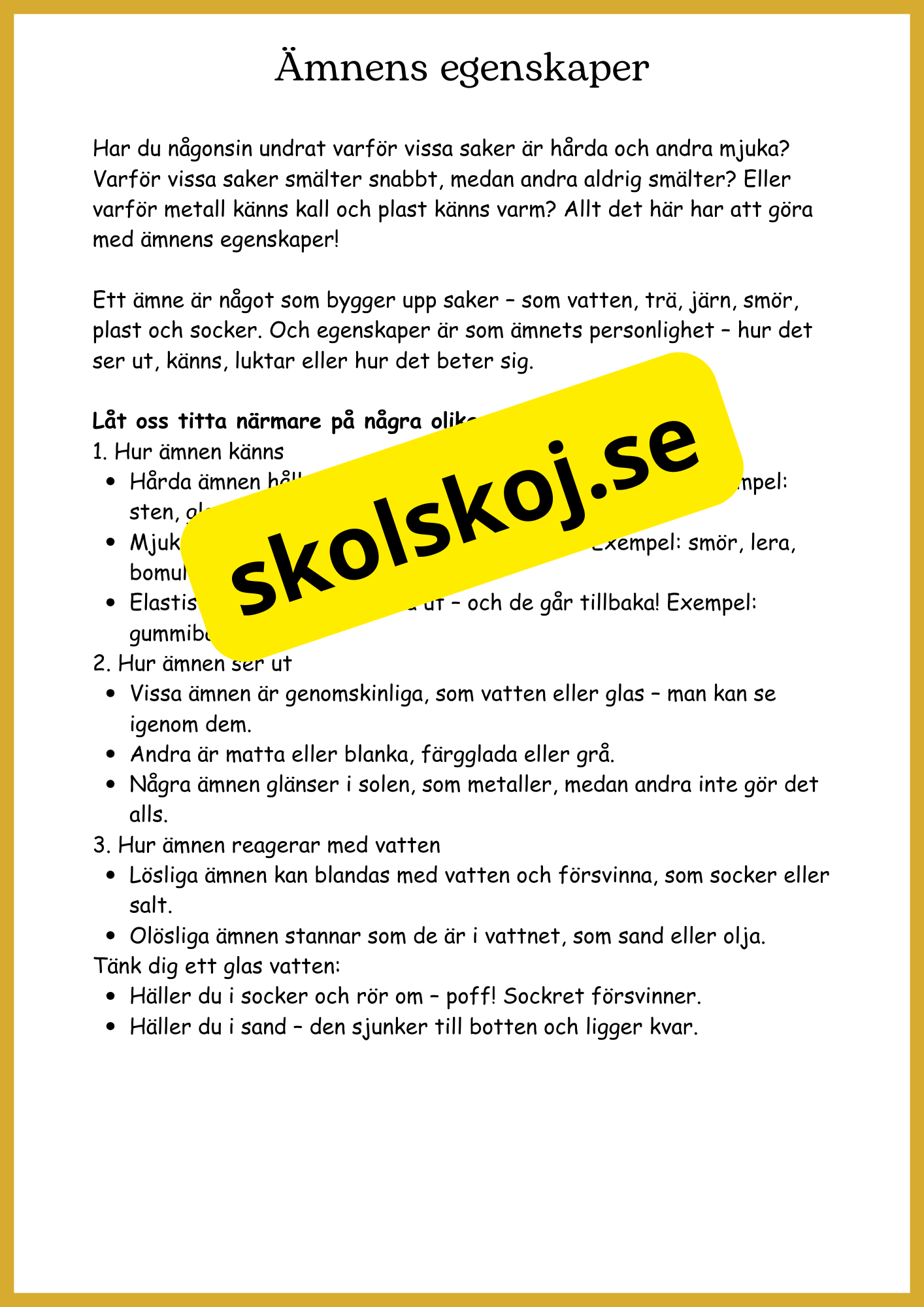 Kemins magiska värld - Fakta + frågor - Åk 4 - 6