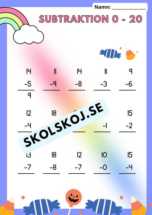 Addition och subtraktion - 0 - 20 - Häfte