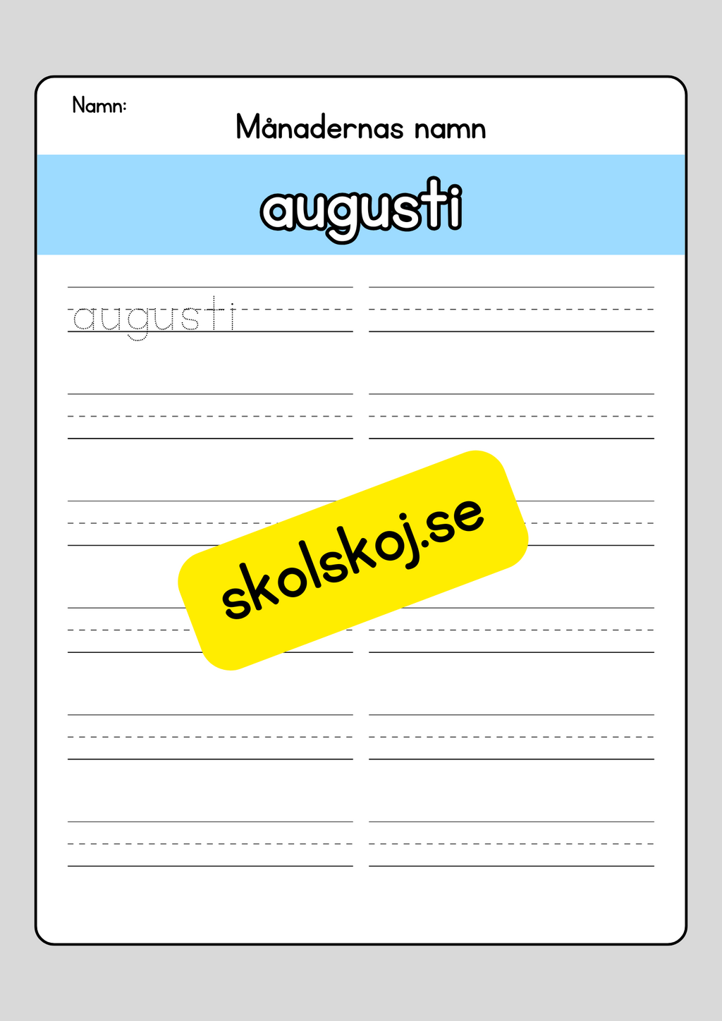 Lär dig skriva månadernas namn