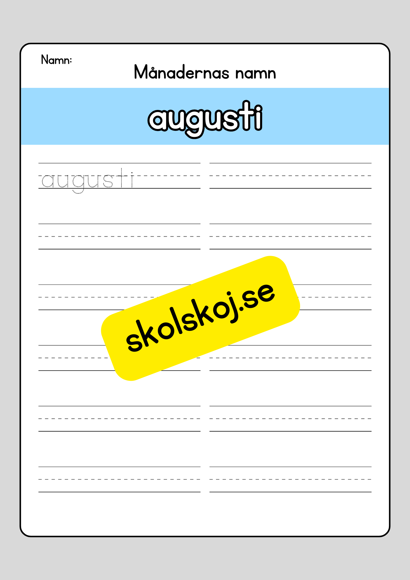 Lär dig skriva månadernas namn