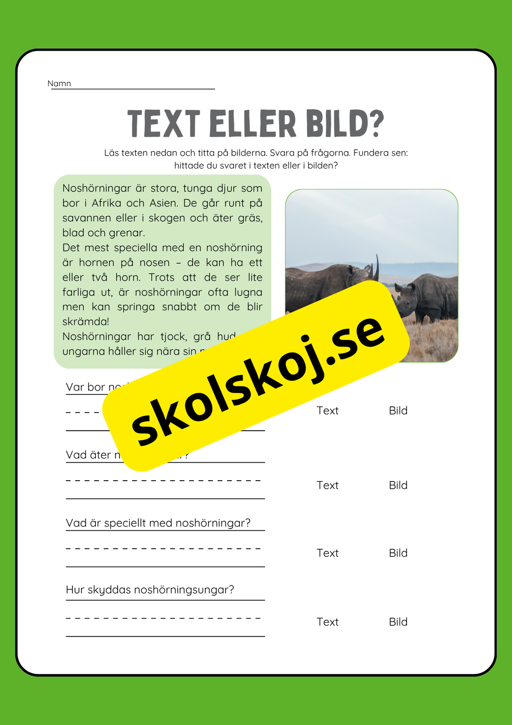 Text eller bild - Läsförståelse