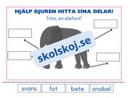 Hjälp djuren hitta sina delar - Häfte