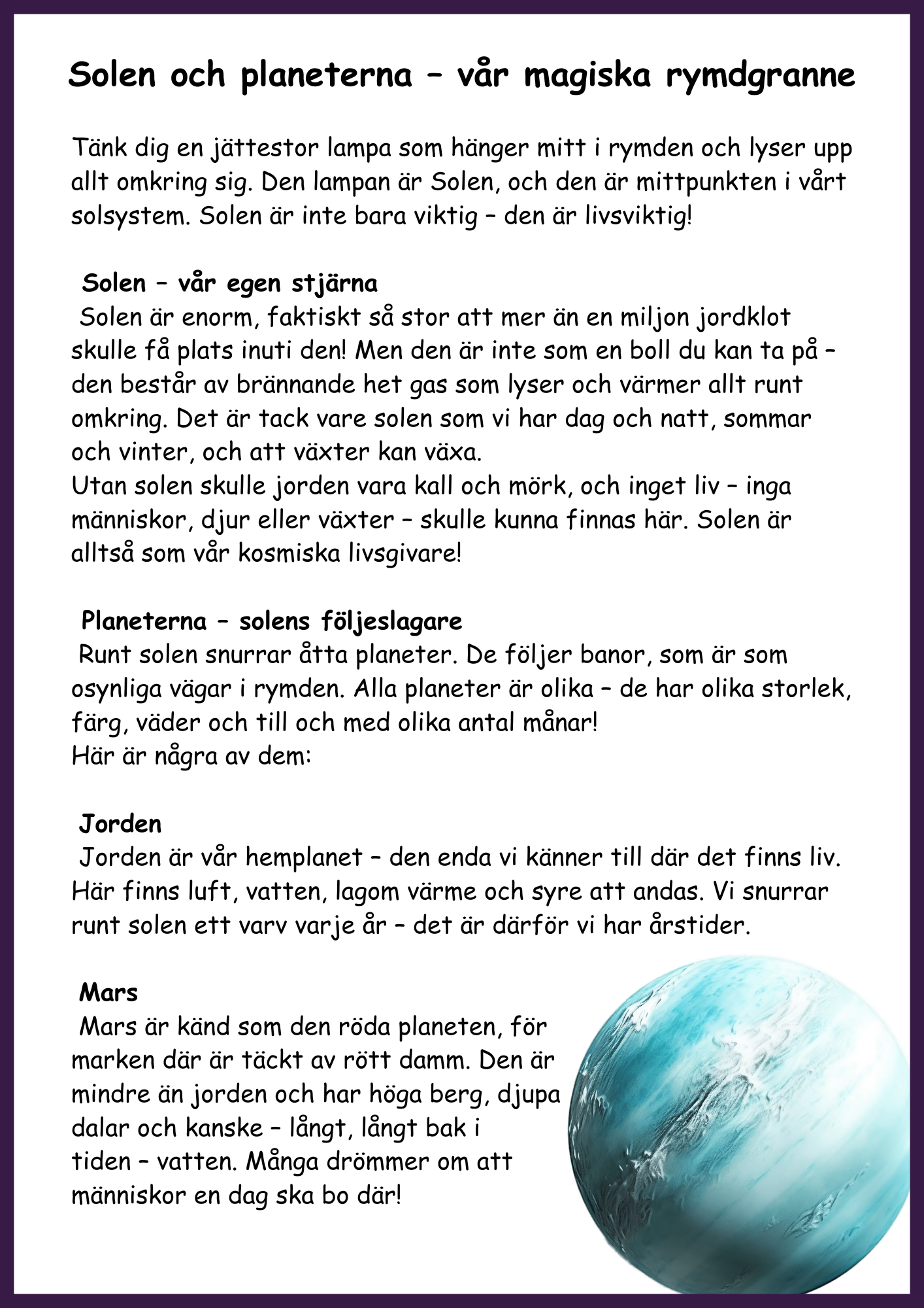 Upptäck rymden - Fakta - Årskurs 4 - 6