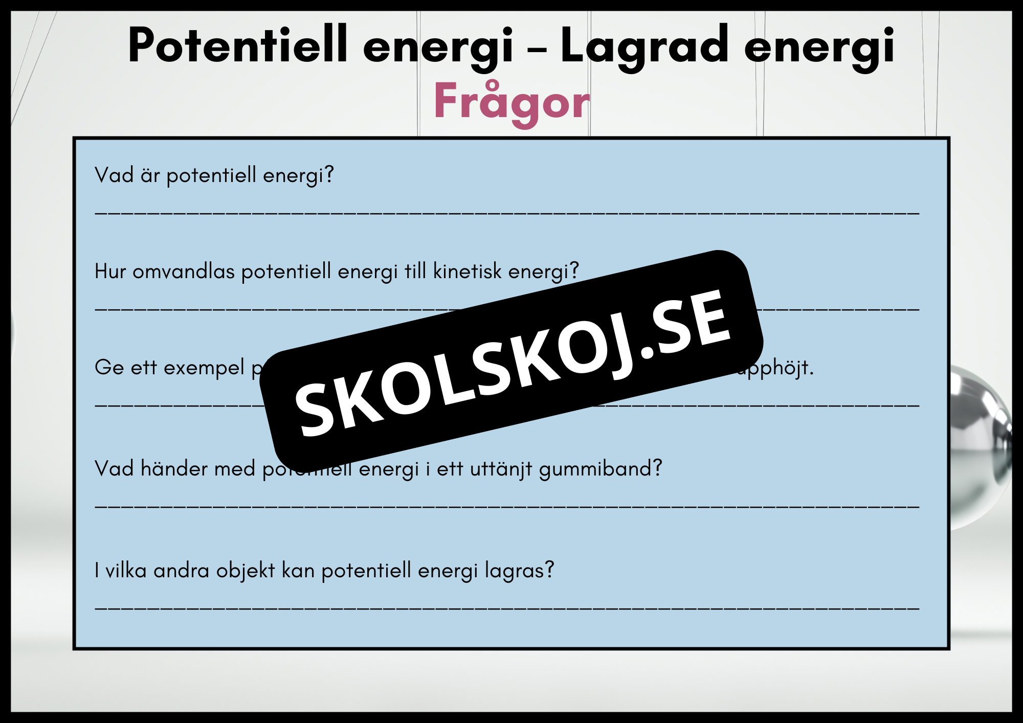 Typer av energi - Häfte - Åk 4 - 6