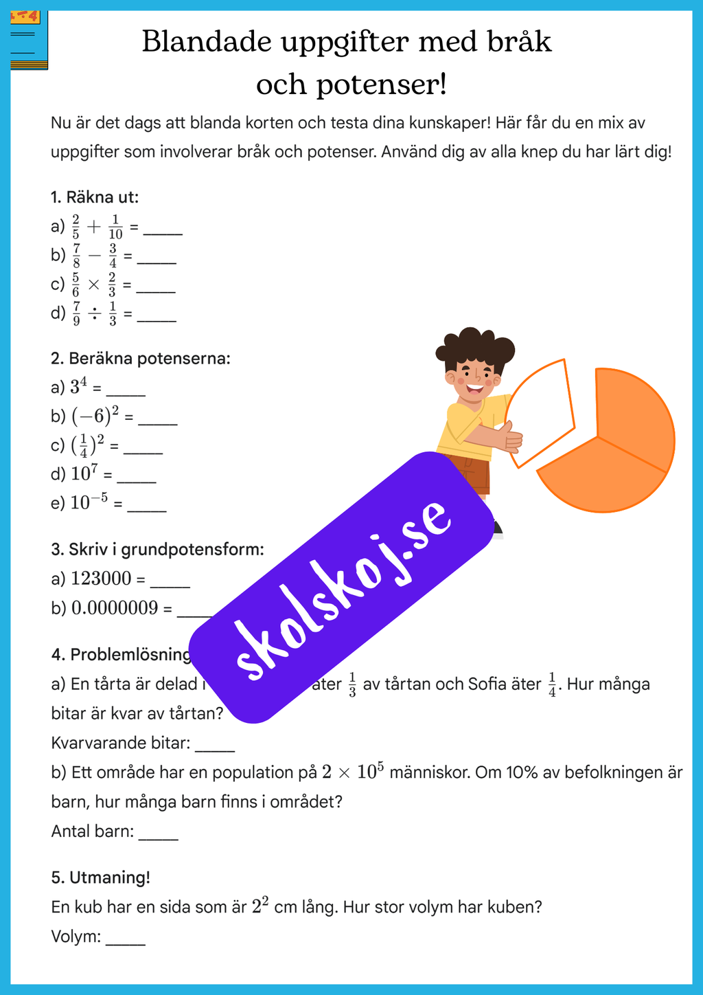 Räkna smidigt - Övningar i bråk och potenser - Årskurs 7 - 9