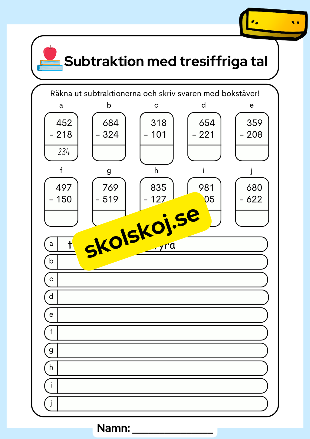 Addition och subtraktion med tresiffriga tal