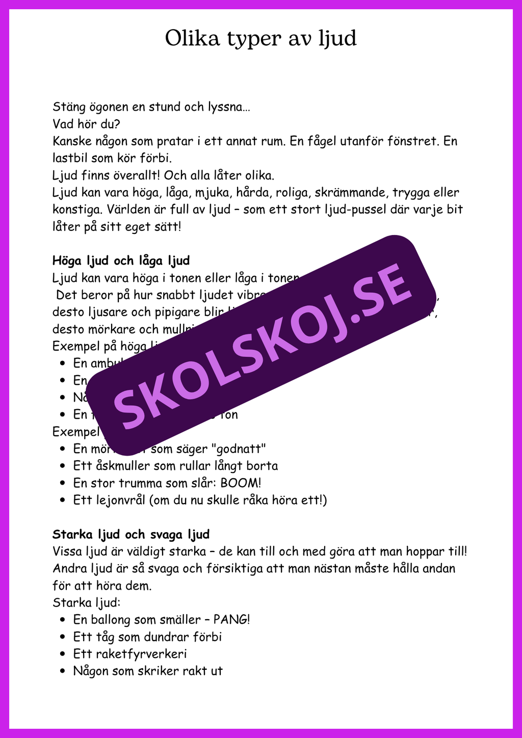 Ljud och ljus - En spännande upptäcktsresa - Årskurs 4 - 6