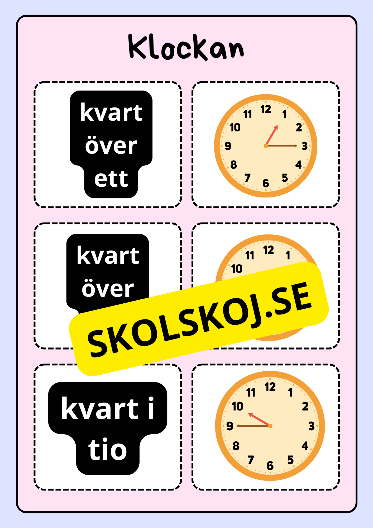 Klockan - Vi lär oss klockan (75 kort)