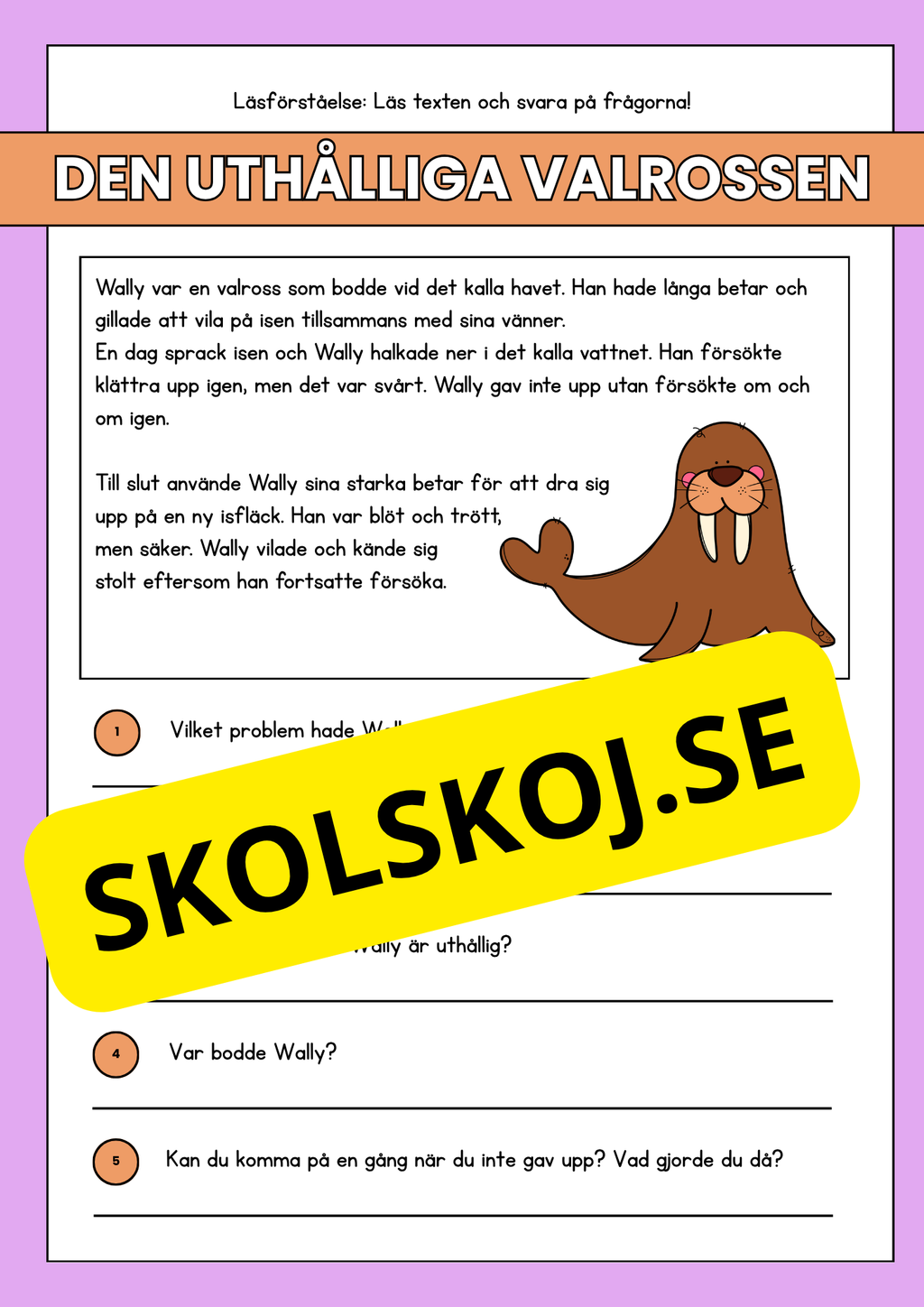 Läsförståelse - Djur- 14 texter
