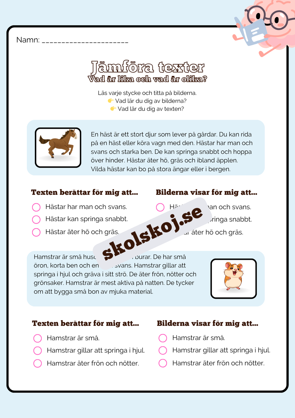 Jämföra texter - Årskurs 2 - 4