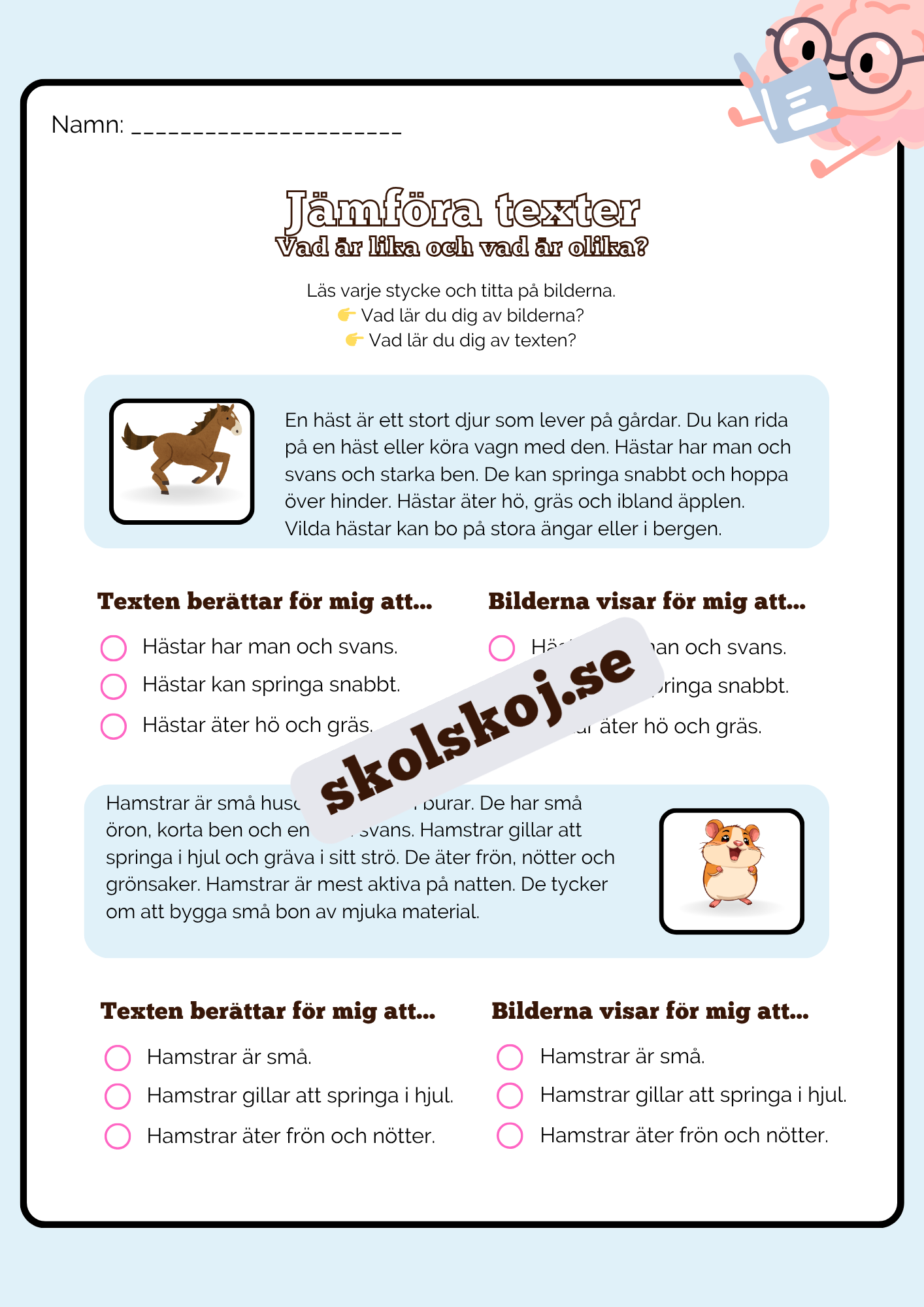 Jämföra texter - Årskurs 2 - 4