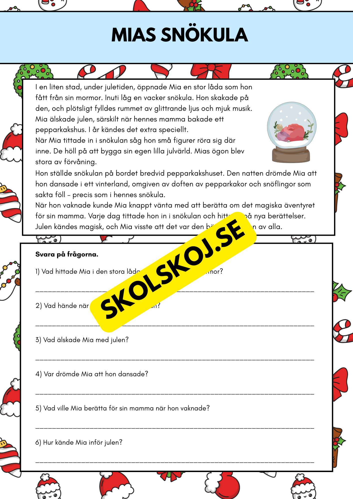 Läsuppgift med olika texter och teman - Årskurs 3 - 4