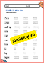 Öva på att skriva ord - Häfte