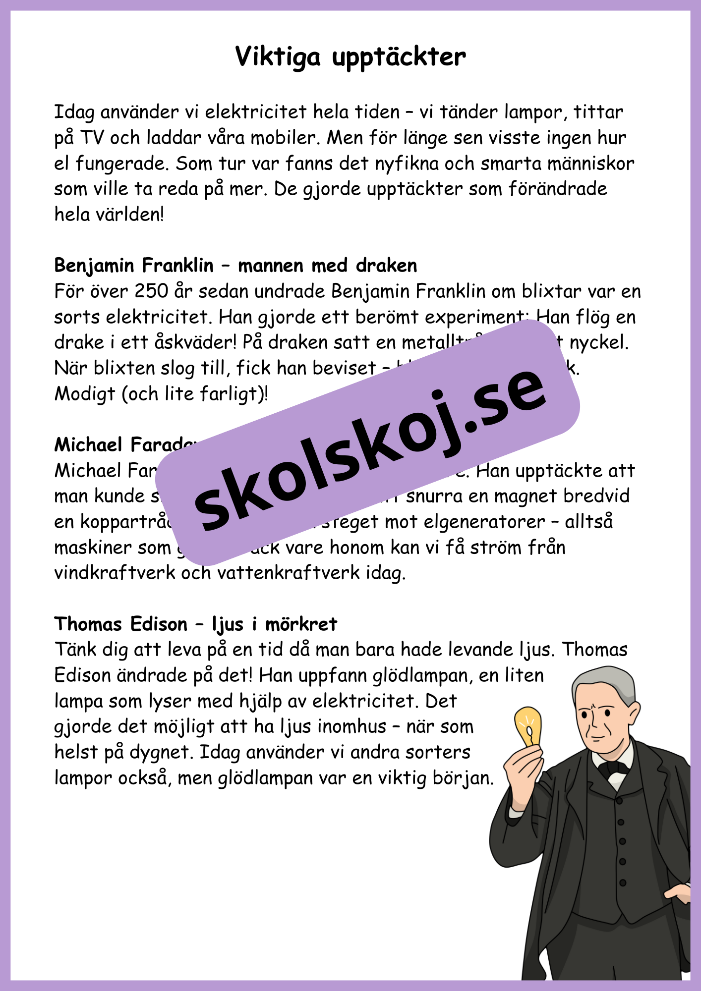 Krafter i el och magneter + frågor - Åk 4 - 6