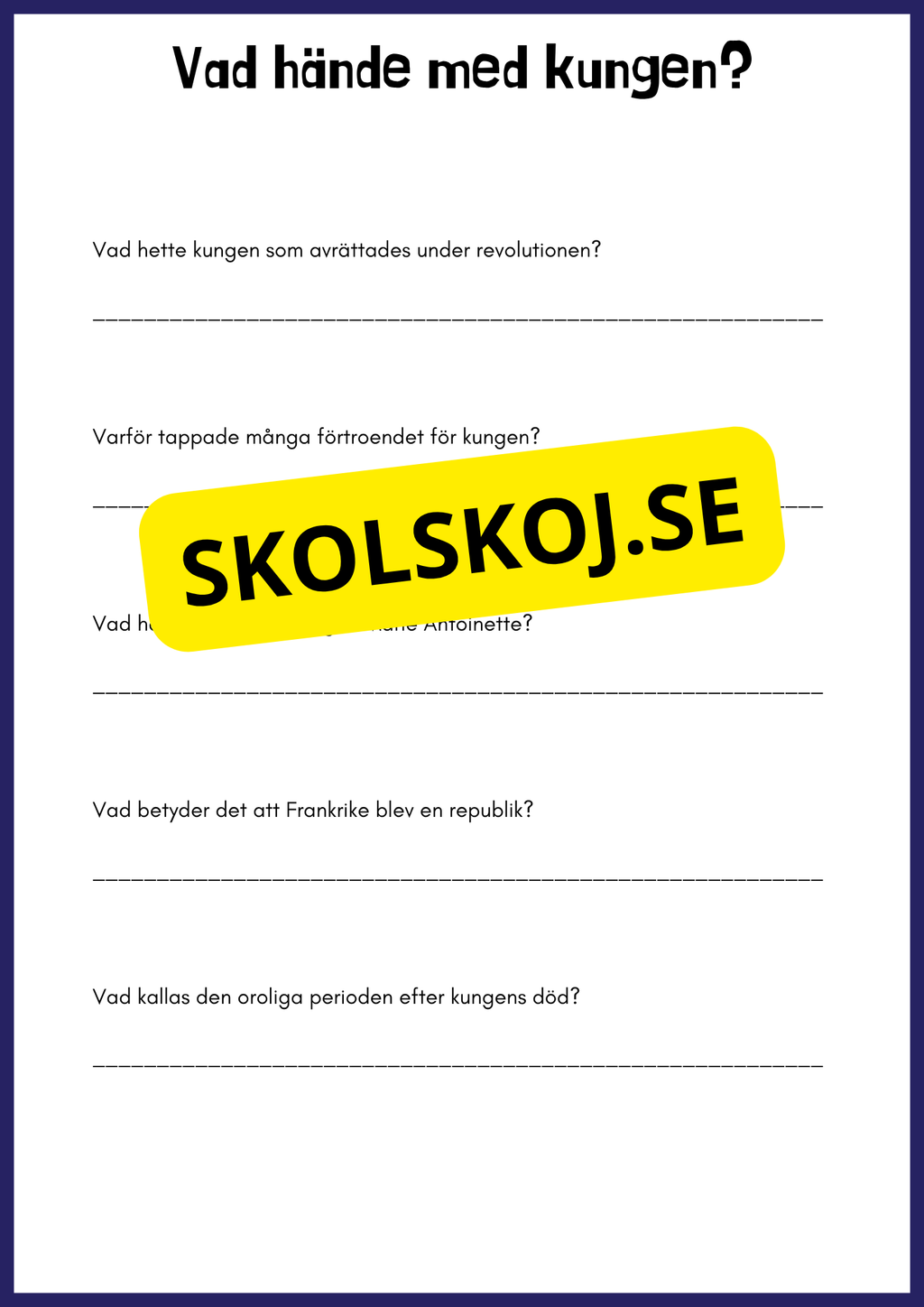 Franska revolutionen - Årskurs 4 - 6