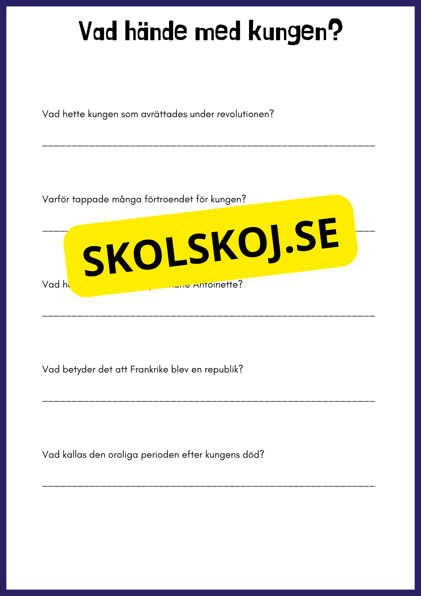 Franska revolutionen - Årskurs 4 - 6