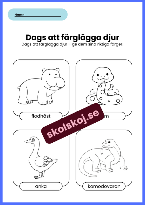 Dags att färglägga djur