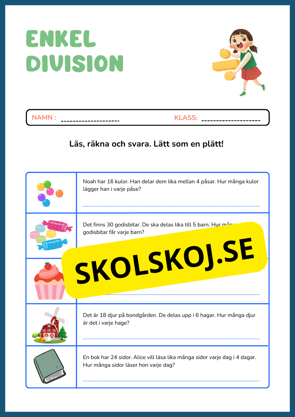 Häfte - Enkel division