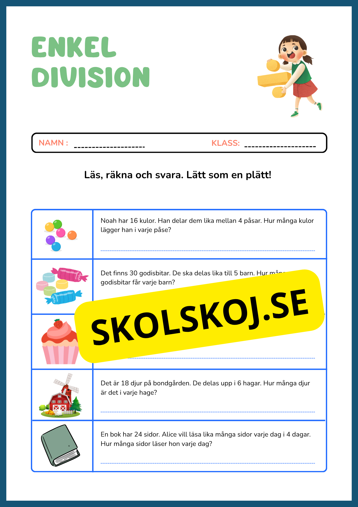 Häfte - Enkel division
