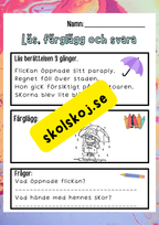 Läs, färglägg och svara - Häfte